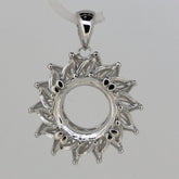 Sterling Silver Semi Mount Pendant Setting Round RD 11x11mm MQ 5x2.5mm - Syzjewelry